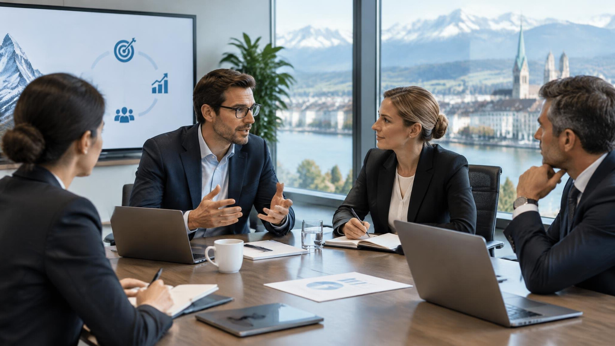 team discussing in meeting room